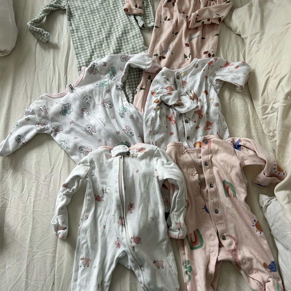 3/25 Newborn Baby Girls' Mixed Sleepers - Pastel Prints